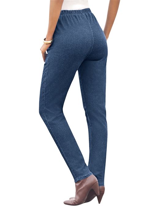 Roamans Roamans Womens Plus Size Straight Leg Pull On Stretch Jean Elastic Waist Denim