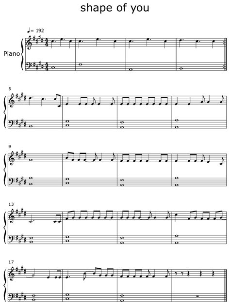 shape of you - Sheet music for Piano