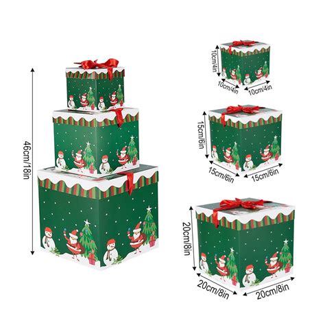 Pack Christmas Nesting Gift Boxes With Lids For Presents Decorative