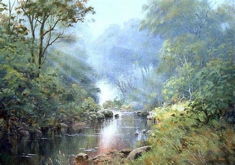 Acrylic Landscape Painting Tranquil Stream Beautiful Landscape