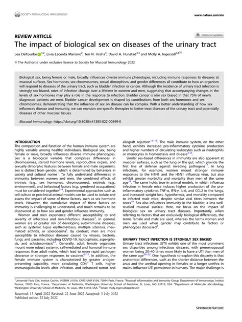 Pdf The Impact Of Biological Sex On Diseases Of The Urinary Tract