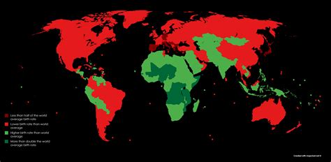Below and above average birth rate (Source: World Bank) : r/MapPorn
