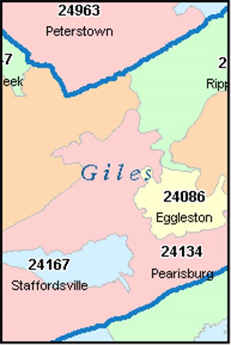 GILES County, Virginia Digital ZIP Code Map