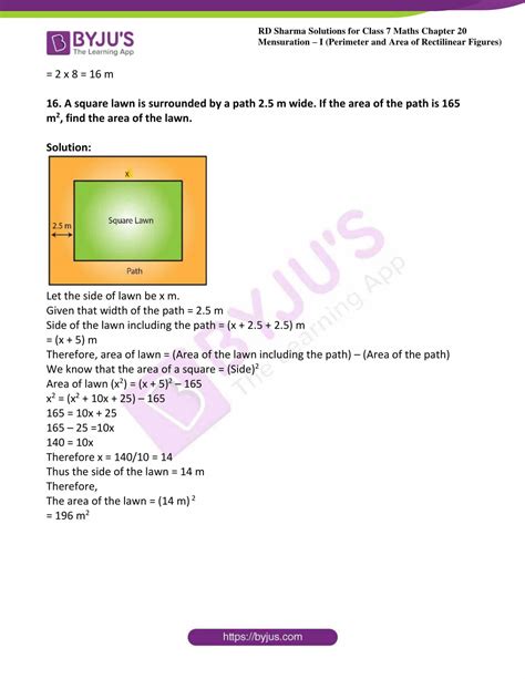 RD Sharma Solutions For Class 7 Maths Chapter 20 Mensuration I