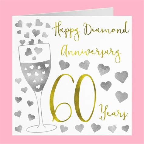 60th Wedding Anniversary Card Happy Diamond Anniversary Silver