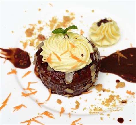 Premium Photo Carrot Chocolate Cake On White Plate