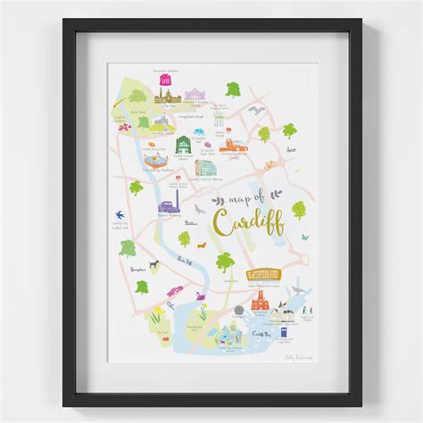 Map Of Cardiff Art Print Etsy Uk