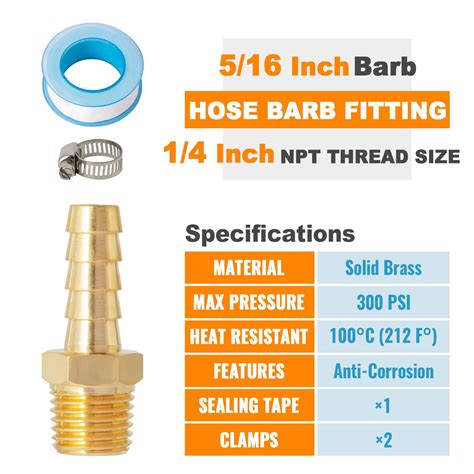 Snapklik SUNGATOR Brass Hose Fittings 5 16 Barb X 1 4 Male NPT