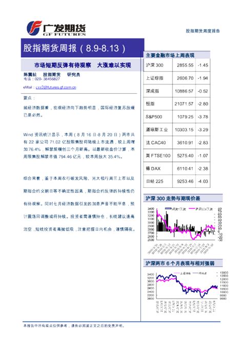 股指期货周报：市场短期反弹有待观察大涨难以实现