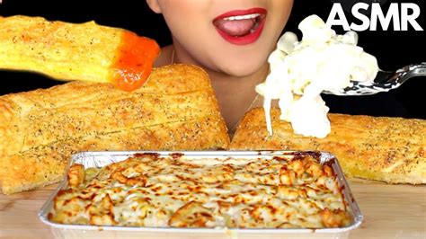 Asmr Pizza Hut Creamy Chicken Alfredo Pasta And Bread Sticks Eating