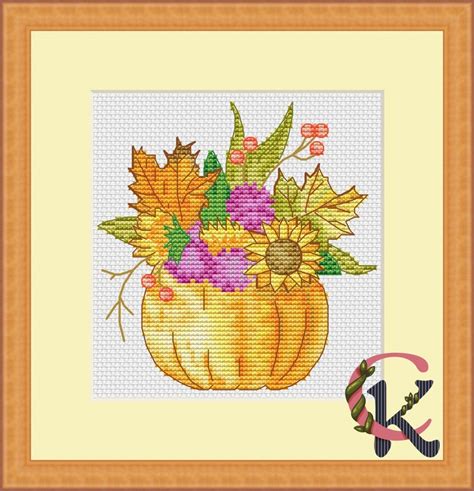 Autumn Sampler Pumpkin Basket Cross Stitch Pattern Code Sko