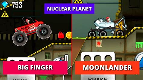 BIG FINGER VS MOONLANDER STAGE NUCLEAR PLANET HILL CLIMB RACING