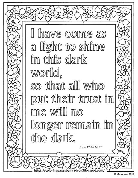 Coloring Pages For Kids By Mr Adron I Have Come As A Light Bible