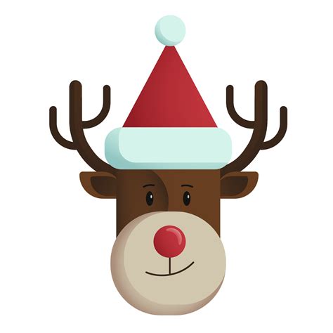 Smiling Reindeer Wearing Santa Hat Christmas Deer Head For Greeting