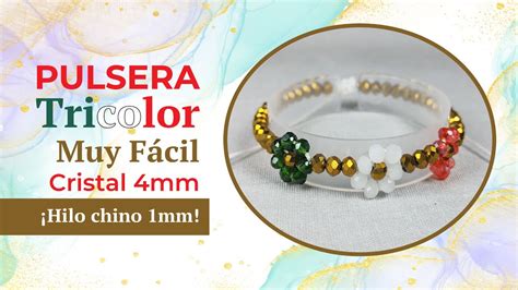 Pulsera Tricolor Con Cristal De Mm E Hilo Chino De Mm Muy F Cil