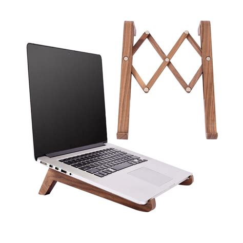 The Laptop Stand Is Made Of Natural Solid Walnut Wood Feature