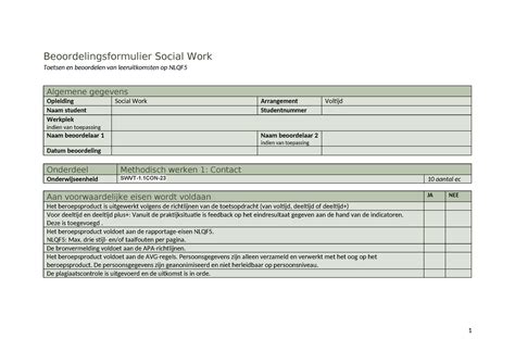 Beoordelingsformulier Toets Methodisch Werken 1 1