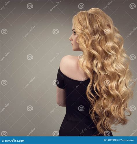 Blond Woman With Long Beautiful Hair Back View Stock Image Image Of Blonde Long 101078305