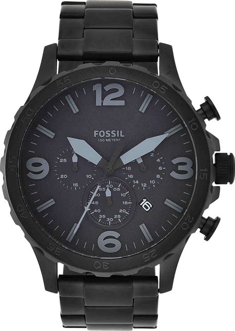 Fossil Nate Chronograph Black Dial Stainless Steel Casual Watch Jr1401