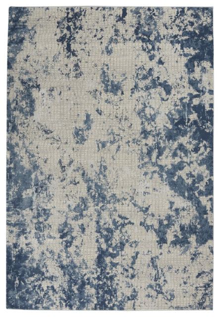 Nourison Rustic Textures RUS16 Grey Blue Contemporary Area Rug 5 3 X7