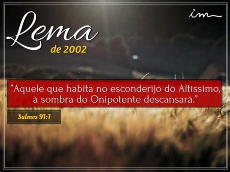 Lema Ano 2002 Igreja Cristã Maranata Região São Paulo