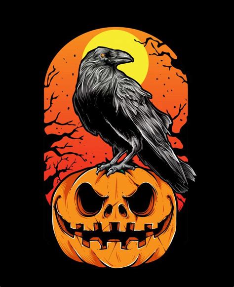 Premium Vector Crow Halloween Arte De Halloween Pintura Do Dia Das