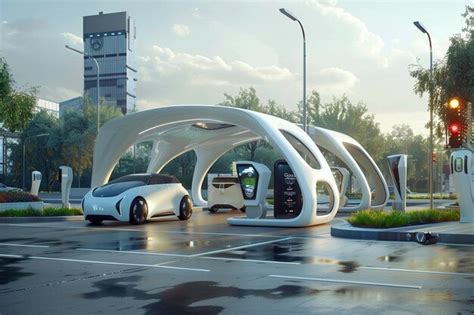 Premium Photo A Futuristic Charging Station For Autonomous Cars