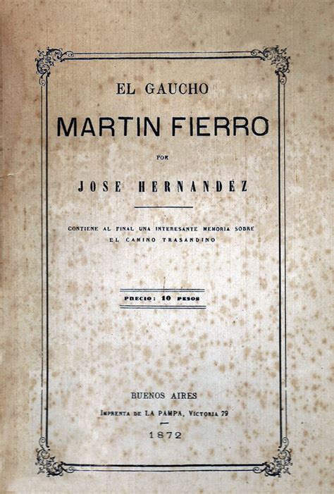 El gaucho Martín Fierro Portada 1872 José Hernández