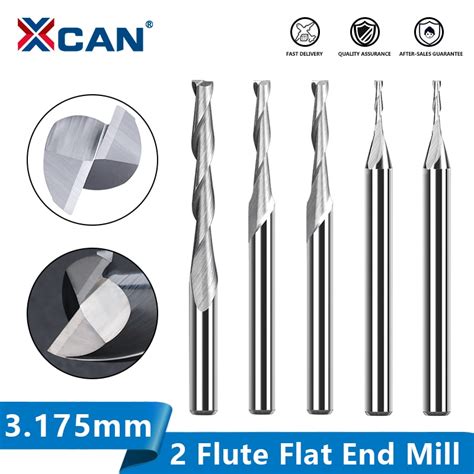 XCAN Carbide Milling Cutter 2 Flute Flat End Mill 10pcs 3 175 Shank 1 8