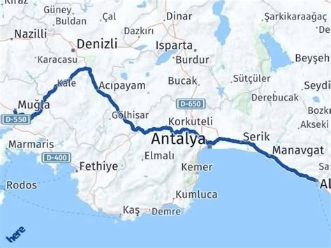 Antalya Alanya Muğla Arası Kaç Km Saat Yol Tarifi