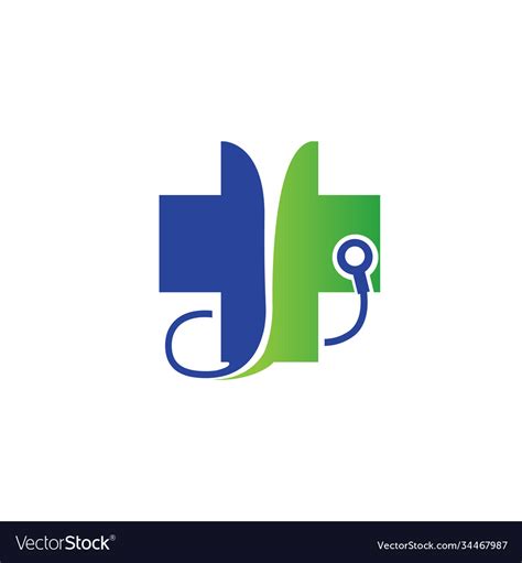 Cross Health Care With Stethoscope Logo Designs Vector Image