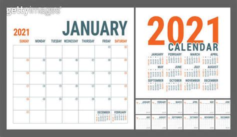 Calendar 2021 English Calender Template Vector Square Grid Office