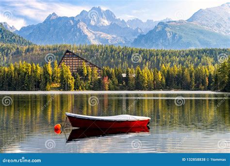 Peaceful Mountain Scene with Mountain Hotel. Stock Photo - Image of ...