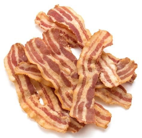 Premium Photo Cooked Crispy Slices Of Bacon Isolated On White Background