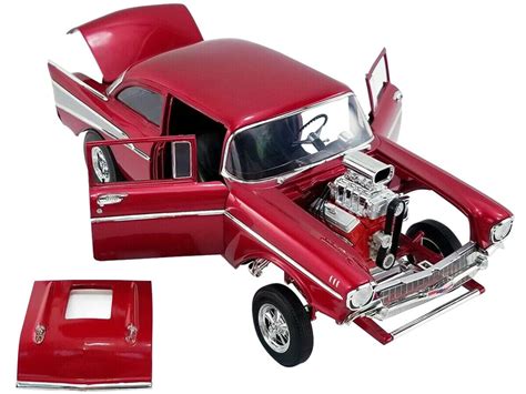 118 Acme Mr Gasser 1957 Chevrolet Bel Air Rat Fink Gasser Red Limited Diecast Car Model