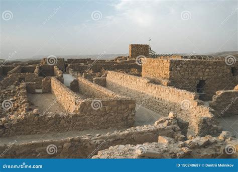 Ruins Of Ancient Masada Fortress In The Desert Near The Dead Sea Stone