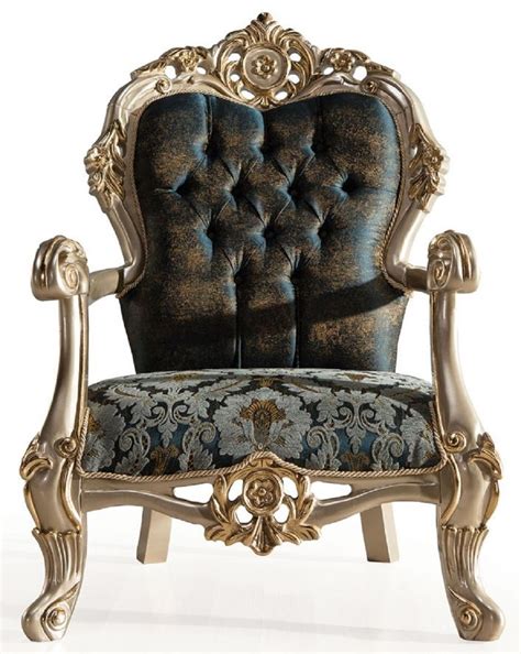 Casa Padrino Luxus Barock Sessel Dunkelblau T Rkis Silber Gold