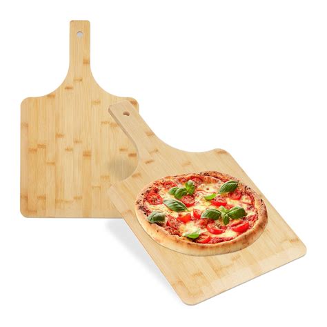 Relaxdays Pelle à pizza en bambou lot de 2 50x30 cm carrée spatule