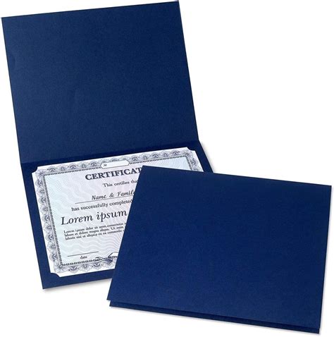 Carpeta De Certificados Azul Liso Juego De 10 9 1 2 Pulgadas X 12