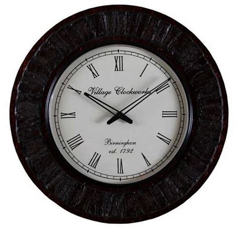 Village Clockworks Analog Black Wooden Wall Clock For Home And Office