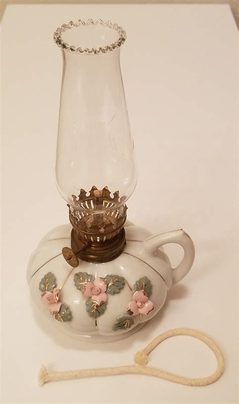 Vintage Miniature Porcelain Oil Lamp Floral Made In Japan With Etsy