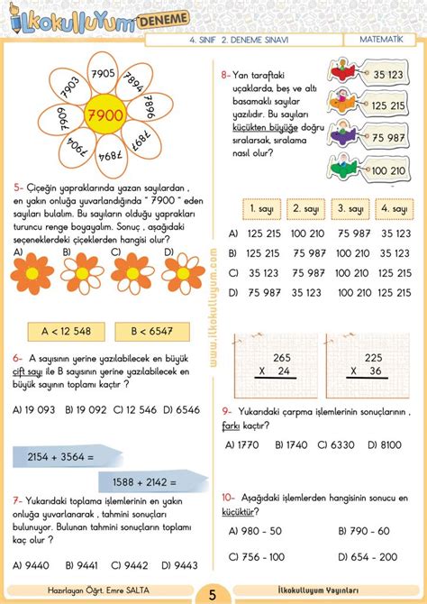 2020 2021 4 SINIF 2 DENEME SINAVI ETKİLEŞİMLİ VE CEVAP ANAHTARLI PDF