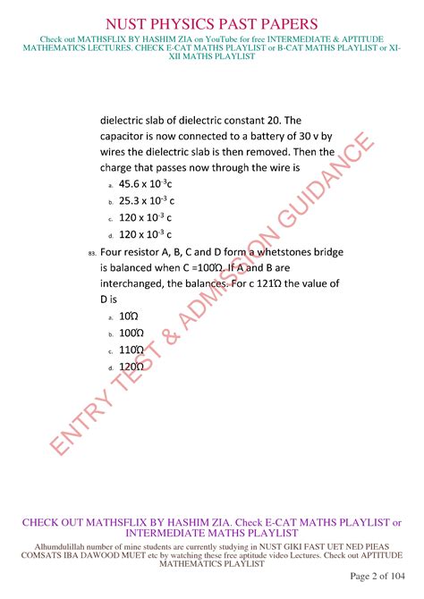 SOLUTION Nust Physics Past Papers Studypool