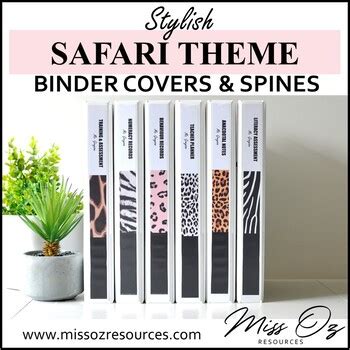 Binder Covers Spines Stylish Safari Theme Editable Spine Sizes