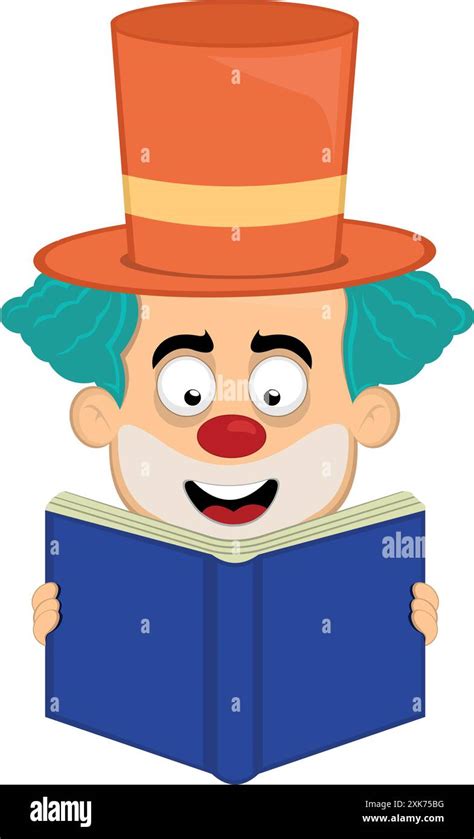 Vector Illustration Face Character Clown Cartoon Holding Reading And