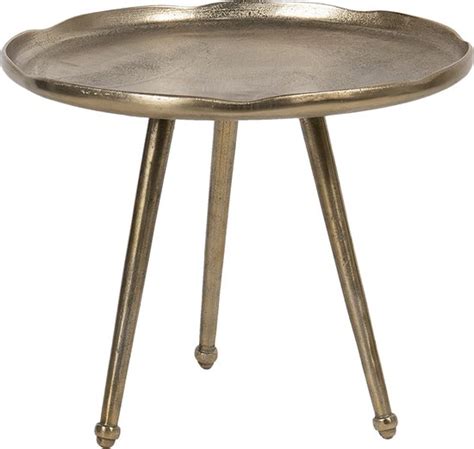 Clayre Eef Bijzettafel X Cm Goudkleurig Aluminium Rond Bol