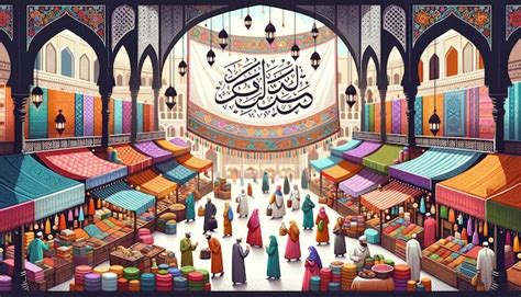 Premium Ai Image A Bustling Marketplace Or Souk During Ramadan