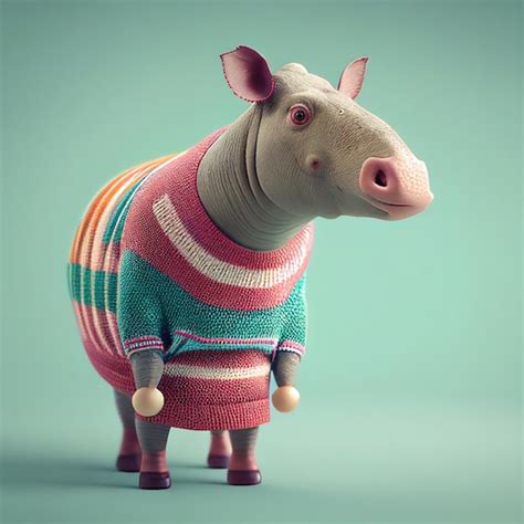 Premium AI Image | Realistic lifelike tapir in pastel vintage outfits commercial