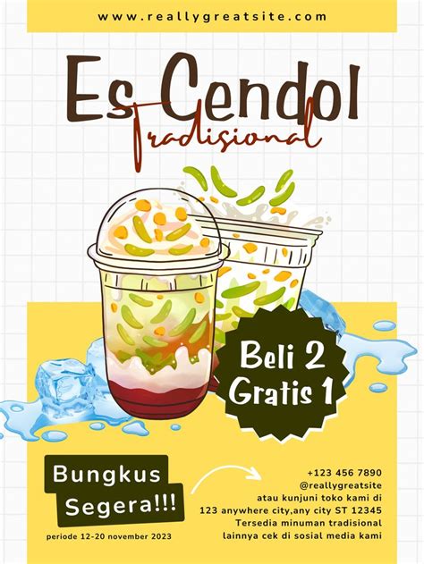 Kuning Ceria Ilustrasi Promosi Minuman Tradisional Poster Produk