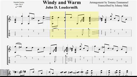 Windy and Warm TABS Tommy Emmanuel fingerstyle guitar Chords - Chordify